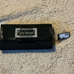 GUESS Black and Silver Clutch Wallet